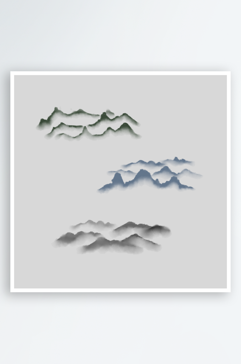 美丽水墨建筑山水素材素材