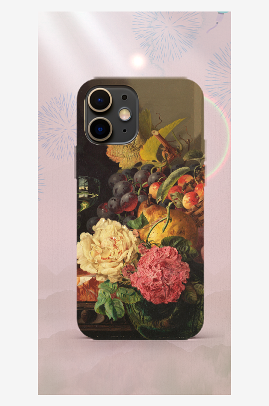 美丽彩色复古风花朵手机壳设计-众图网