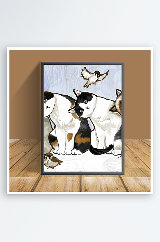 美丽猫咪主题客厅摆件-众图网