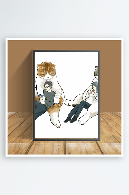 美丽猫咪主题客厅摆件-众图网