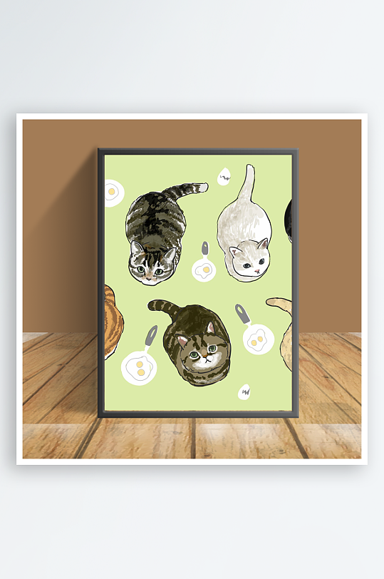 美丽猫咪主题客厅摆件-众图网