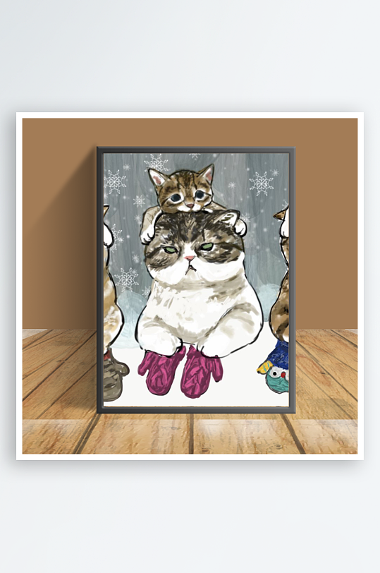 美丽猫咪主题客厅摆件-众图网