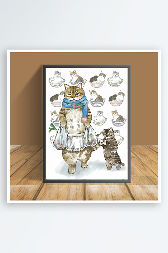 美丽猫咪主题客厅摆件-众图网