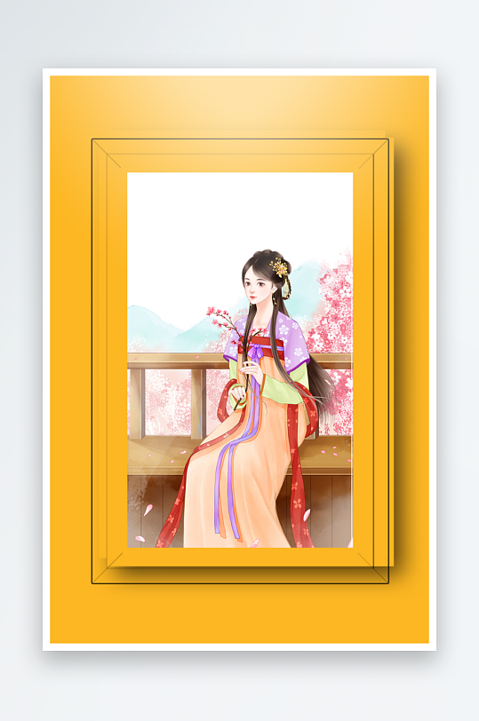 古风美女装饰画设计-众图网
