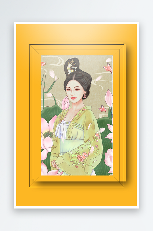 古风美女装饰画设计-众图网