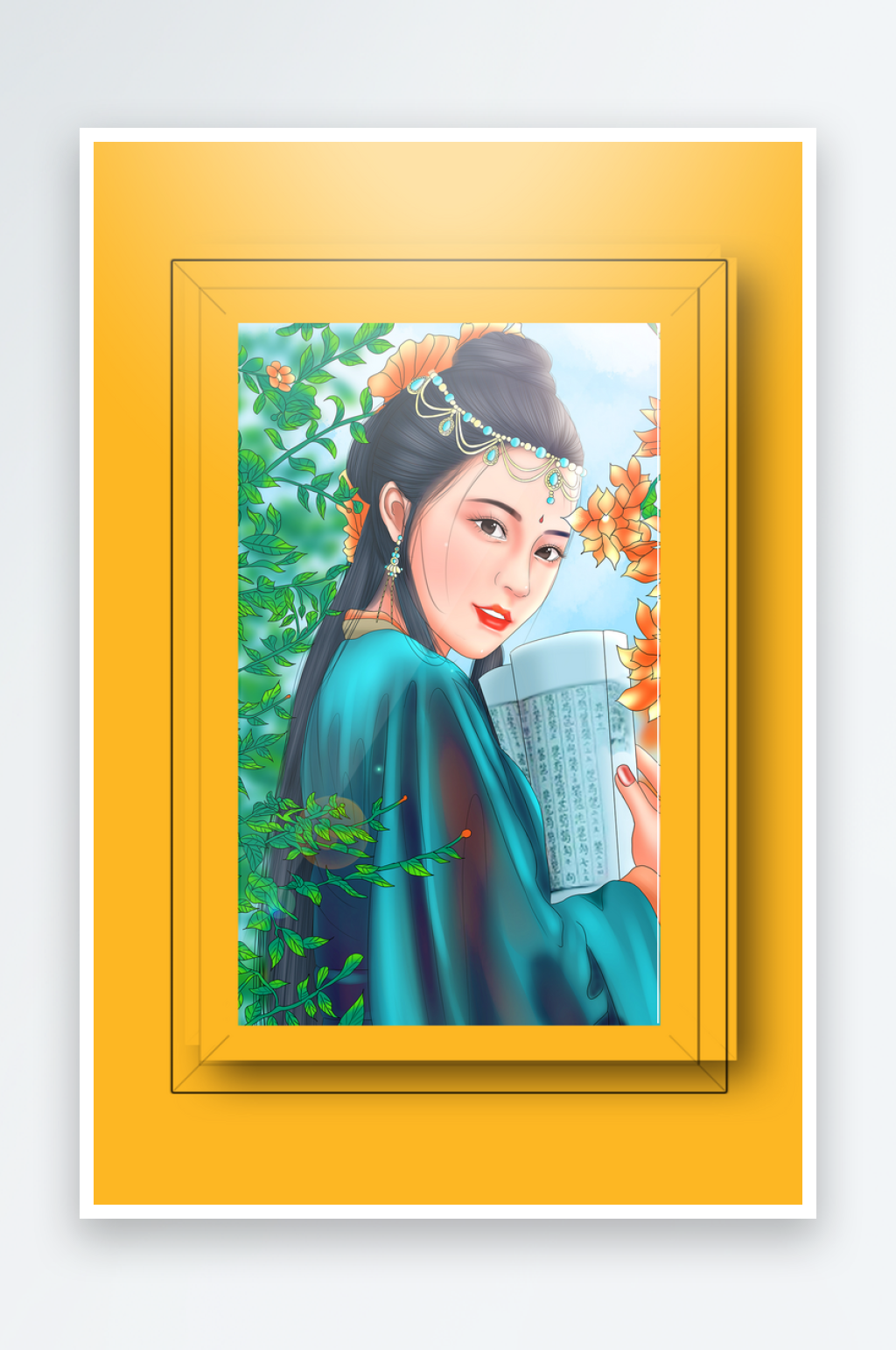 古风美女装饰画设计素材