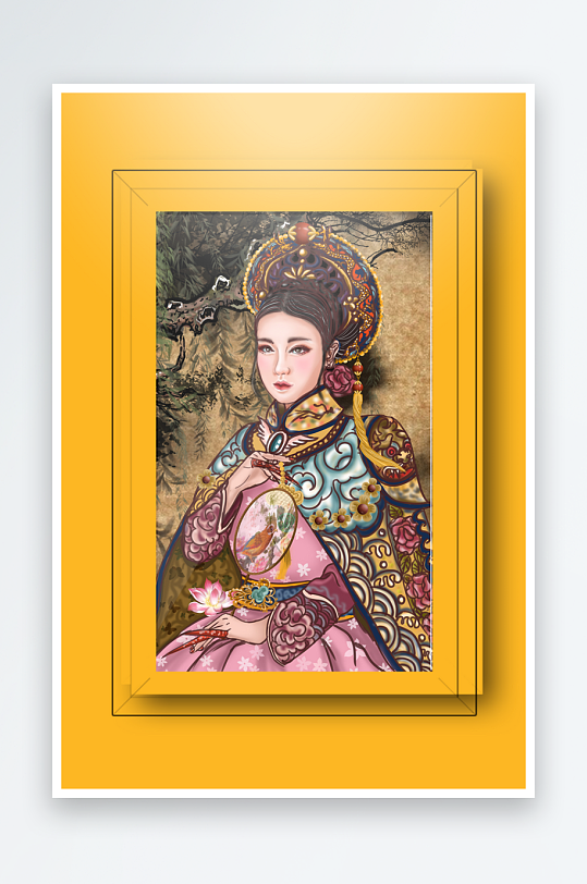 古风美女装饰画设计-众图网
