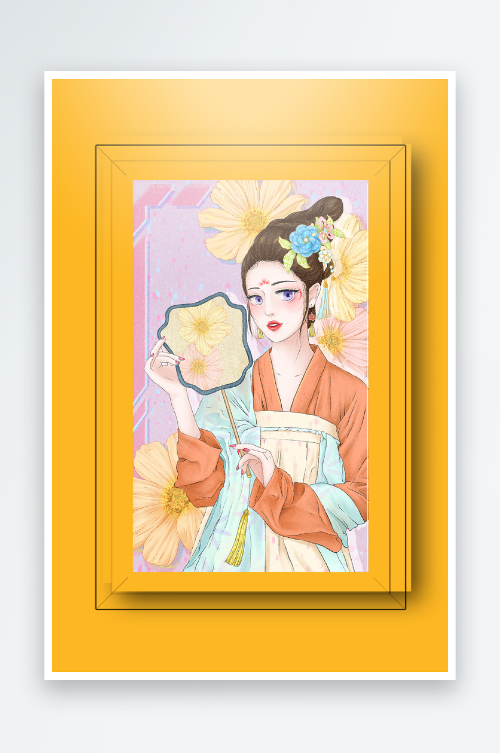 创意古风美女装饰画设计素材