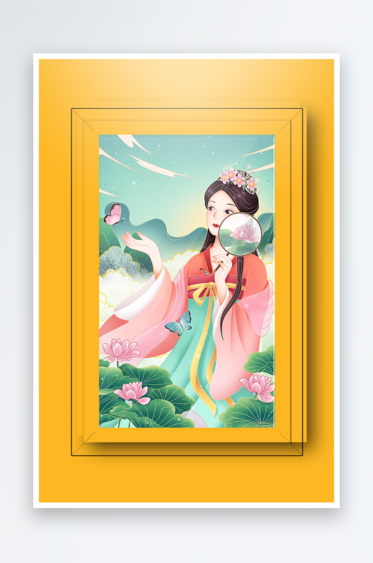 创意古风美女装饰画设计-众图网