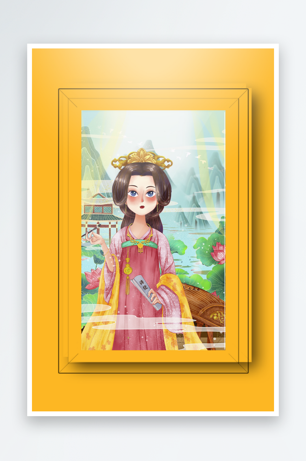 创意古风美女装饰画设计素材