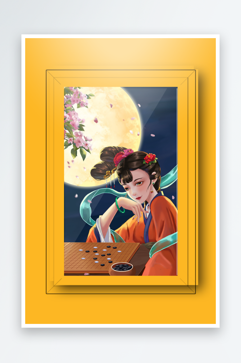 创意古风美女装饰画设计素材