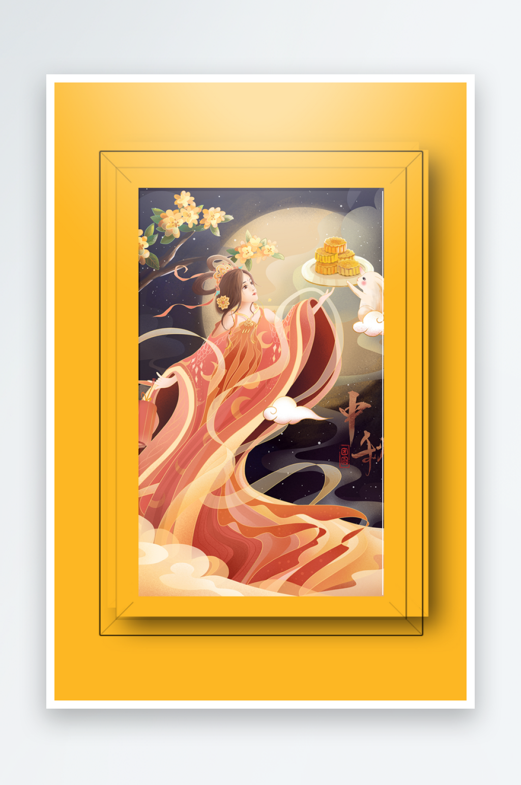 创意古风美女装饰画设计素材
