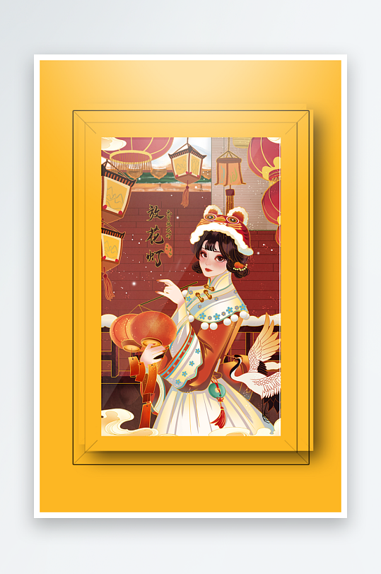 创意古风美女装饰画设计-众图网