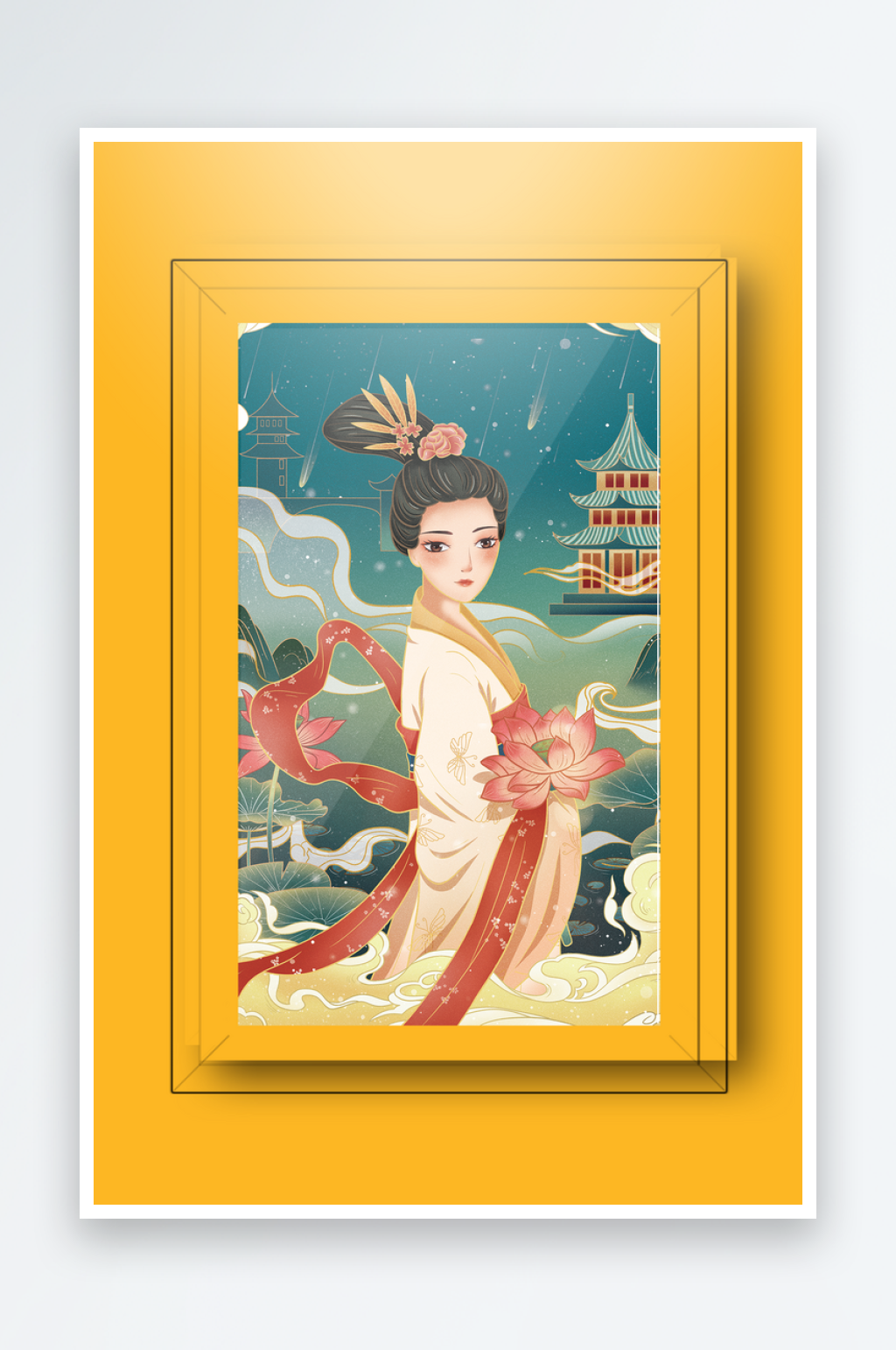 创意古风美女装饰画设计素材
