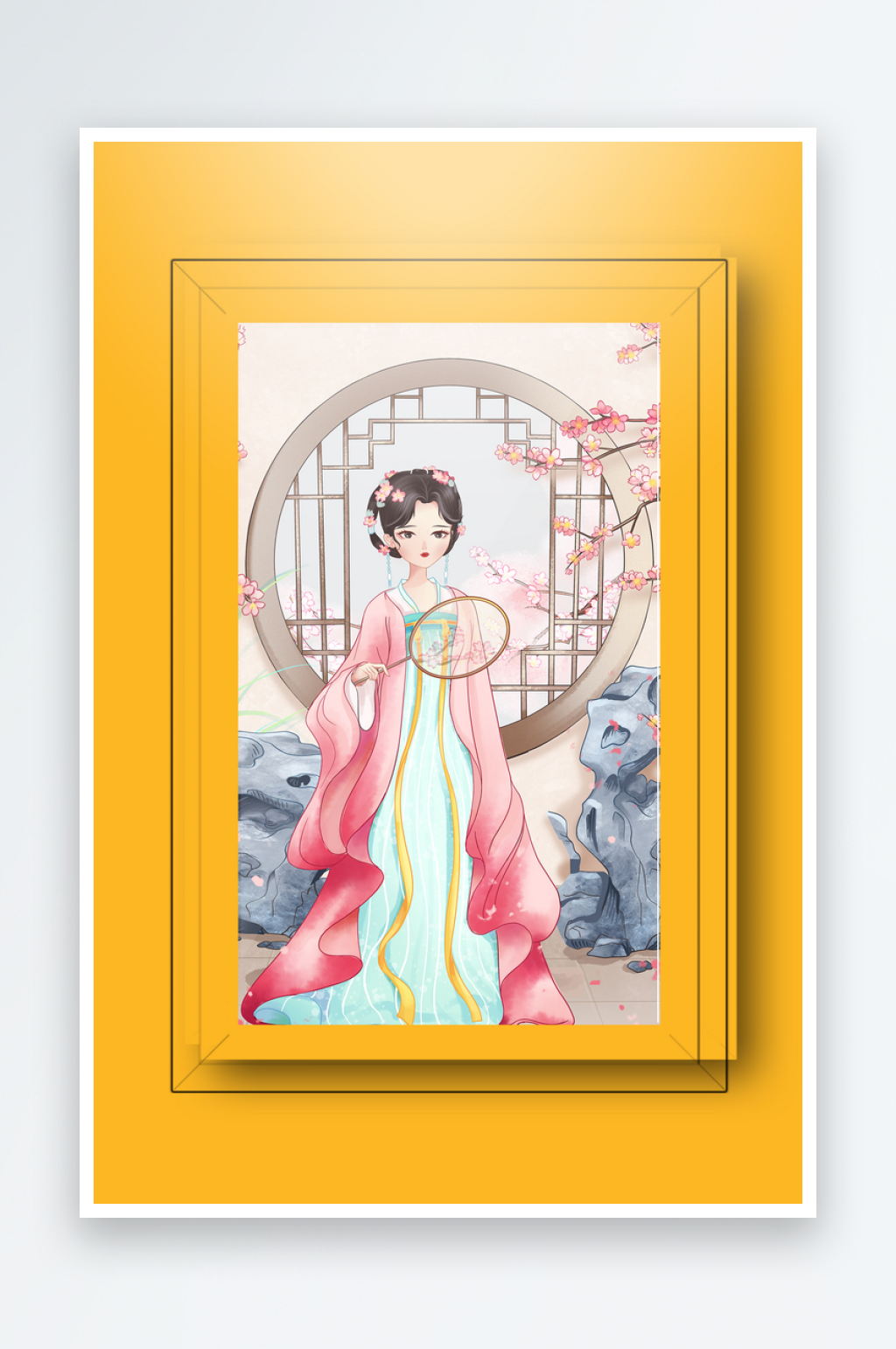 创意古风美女装饰画设计素材