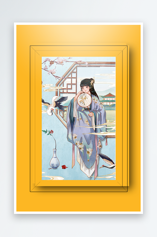 古风美女装饰画设计-众图网