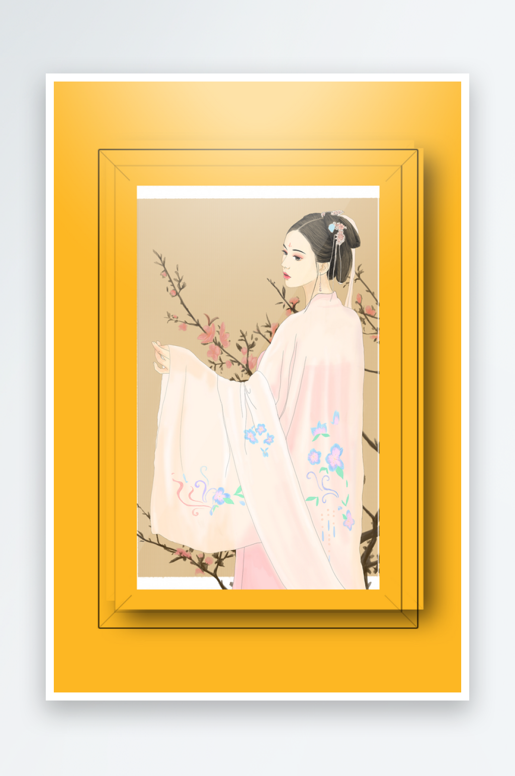 古风美女装饰画设计素材