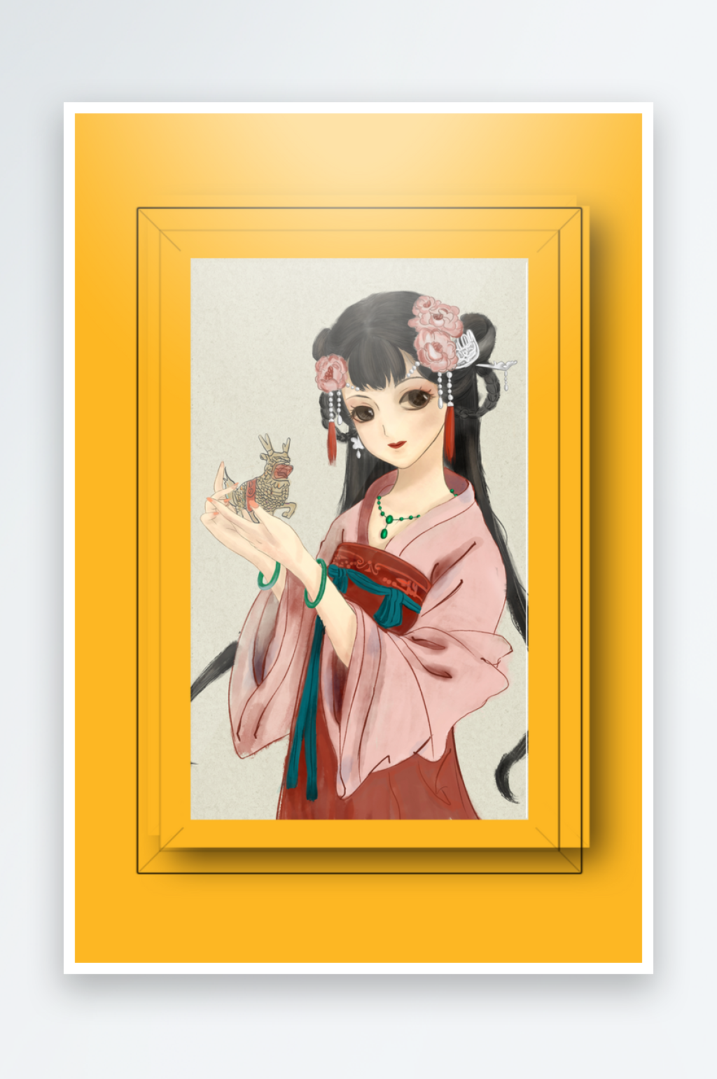 古风美女装饰画设计素材