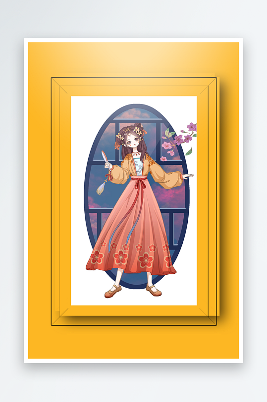 古风美女装饰画设计