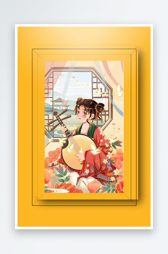 古风美女装饰画设计-众图网