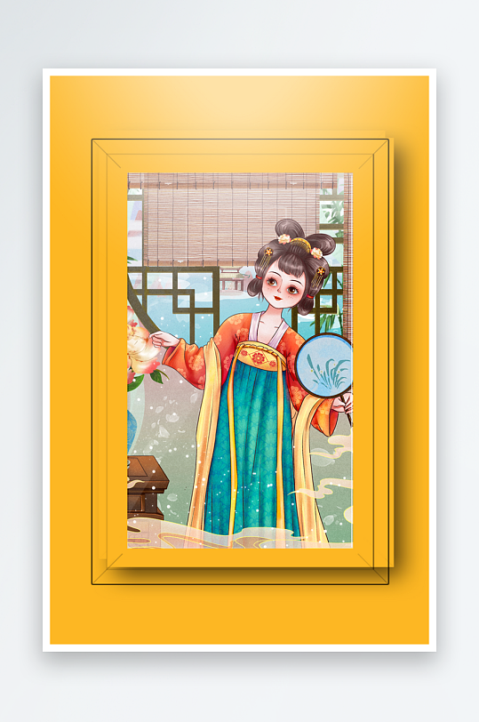 古风美女装饰画设计-众图网