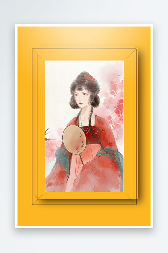古风美女装饰画设计