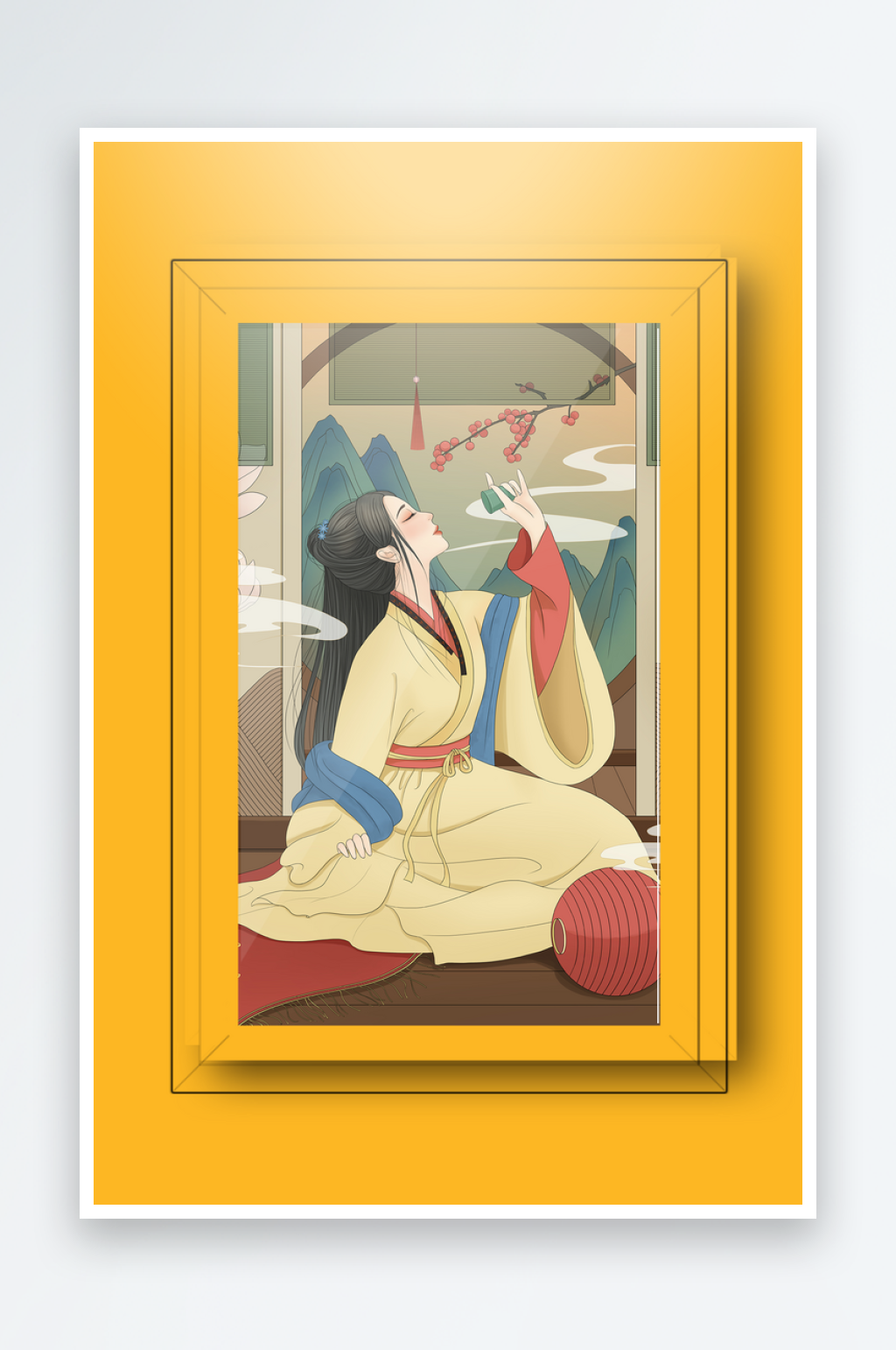 古风美女装饰画设计素材