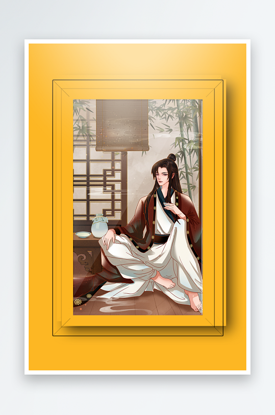 彩色古风美女装饰画设计-众图网