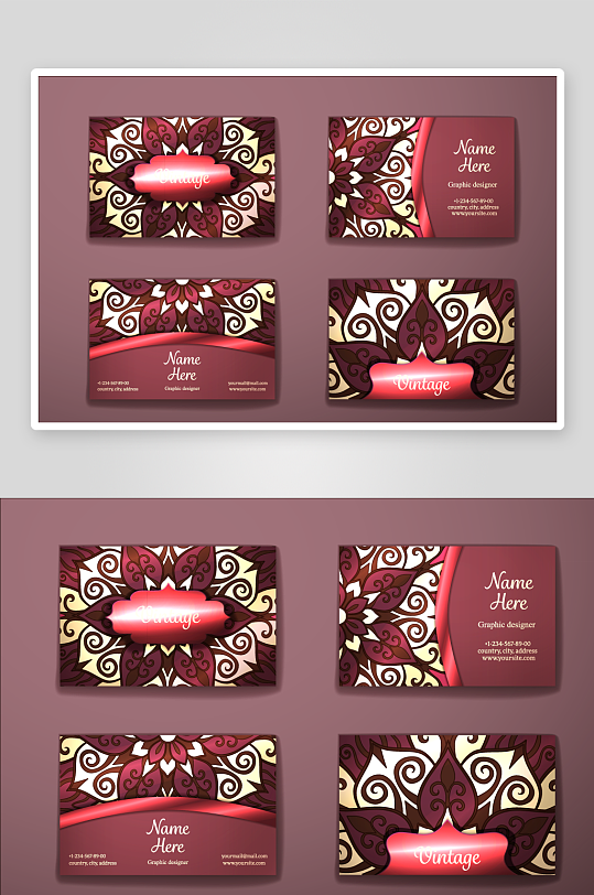 矢量高档艺术名片模版-众图网