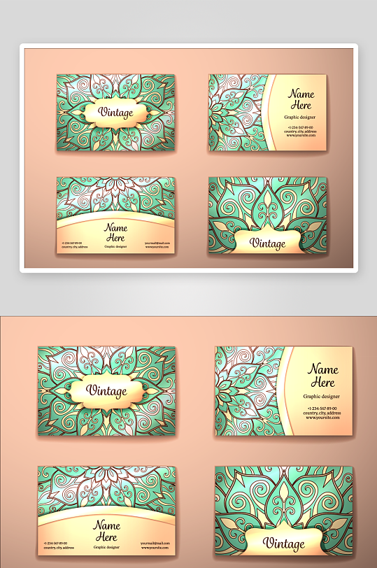 矢量高档艺术名片模版-众图网