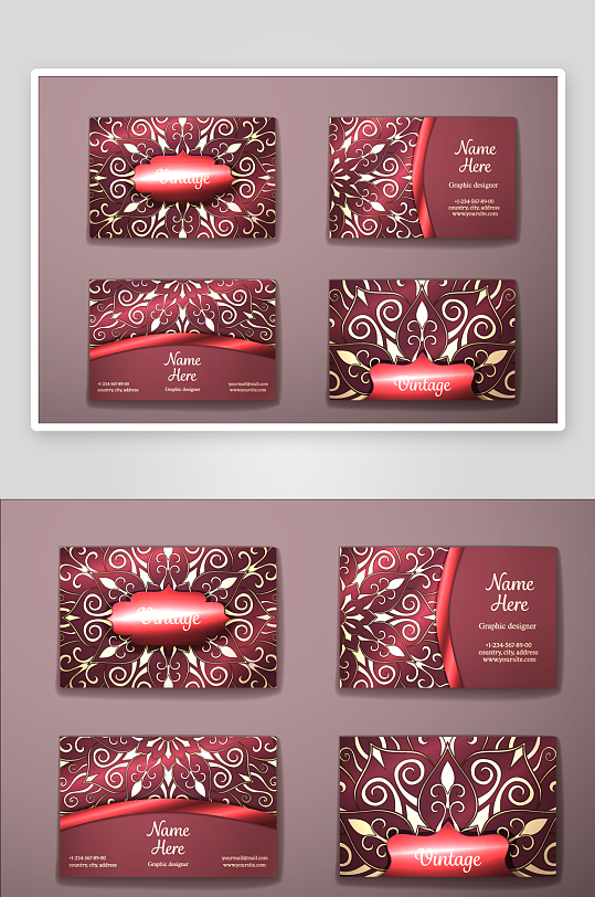 矢量高档艺术名片模版-众图网