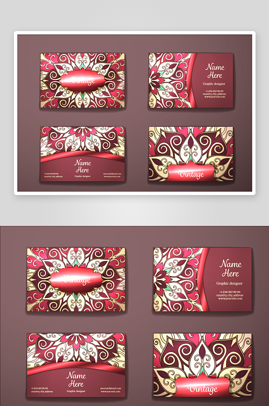 矢量高档艺术名片模版-众图网