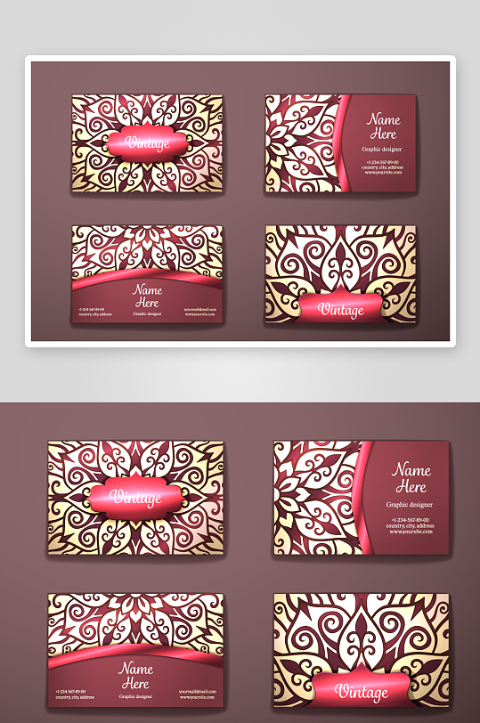 矢量高档艺术名片模版-众图网