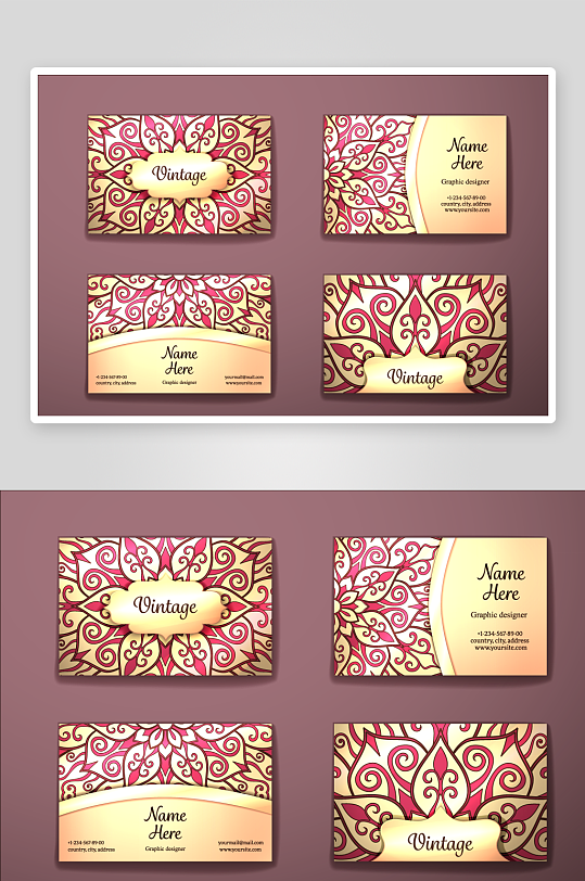 矢量高档艺术名片模版-众图网