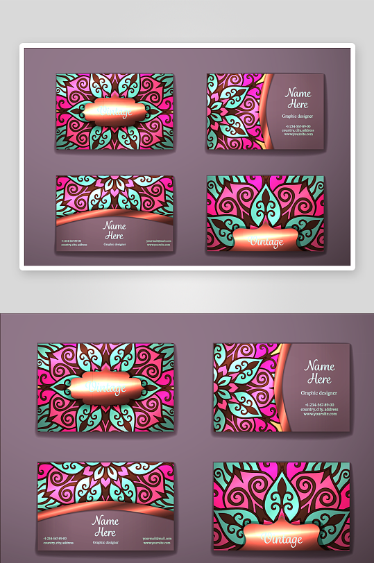 矢量高档艺术名片设计模版-众图网