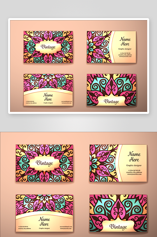 矢量高档艺术名片设计模版-众图网