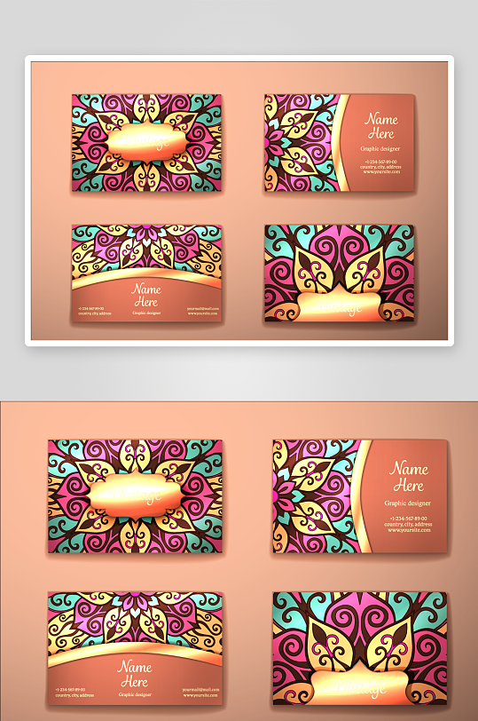 矢量高档艺术名片设计模版-众图网