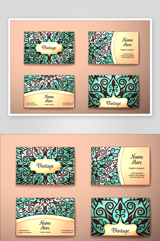 矢量高档艺术名片设计模版-众图网