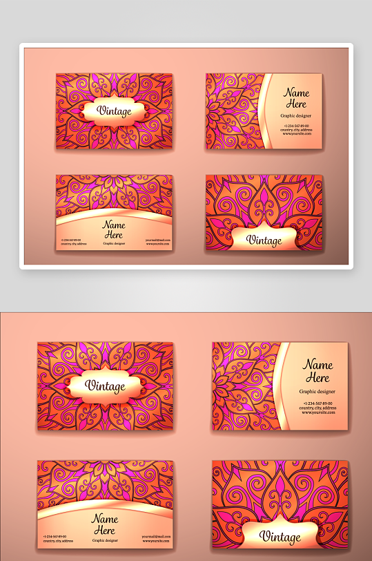 矢量高档艺术名片设计模版-众图网