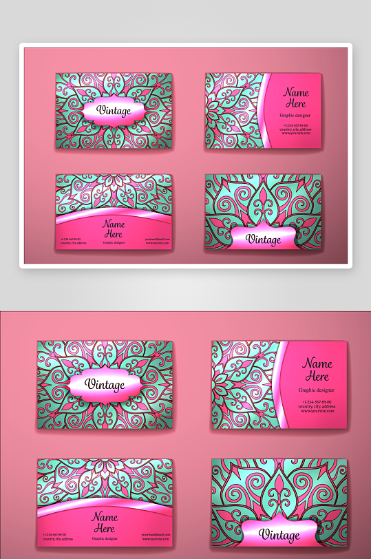 矢量高档艺术名片设计模版-众图网