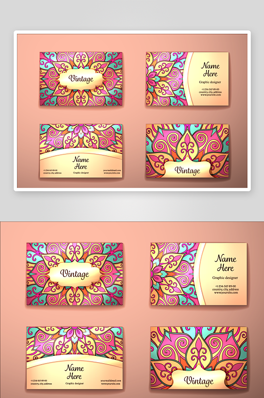 矢量高档艺术名片设计模版-众图网