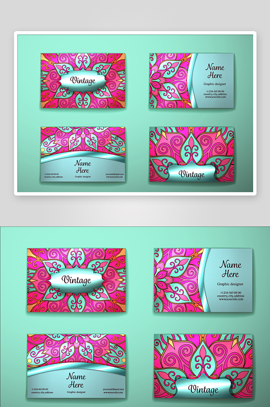 矢量高档艺术名片设计模版-众图网