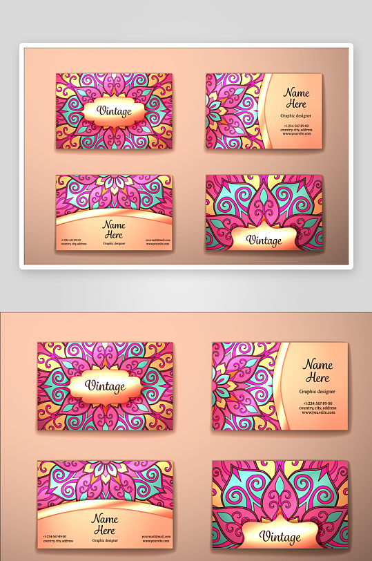 矢量高档艺术名片设计模版-众图网