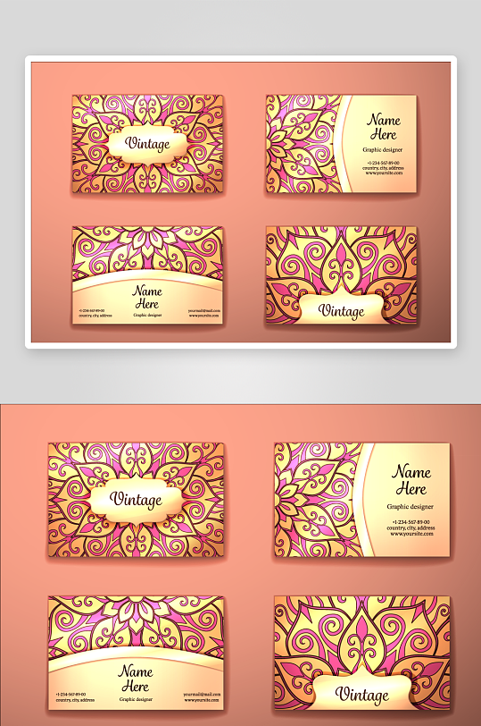 矢量高档艺术名片设计模版-众图网