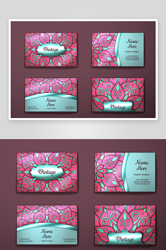 矢量高档艺术名片设计模版-众图网