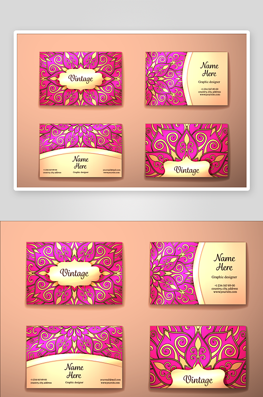 矢量高档艺术名片设计模版-众图网