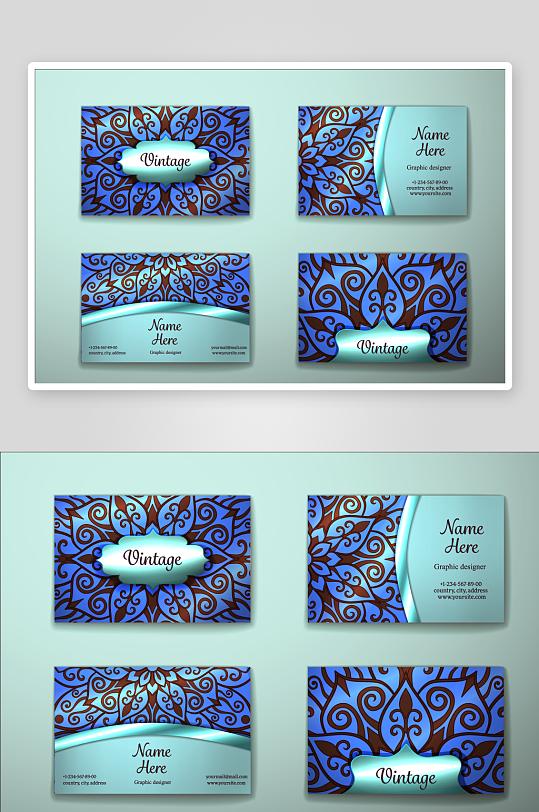 矢量高档艺术名片设计模版-众图网