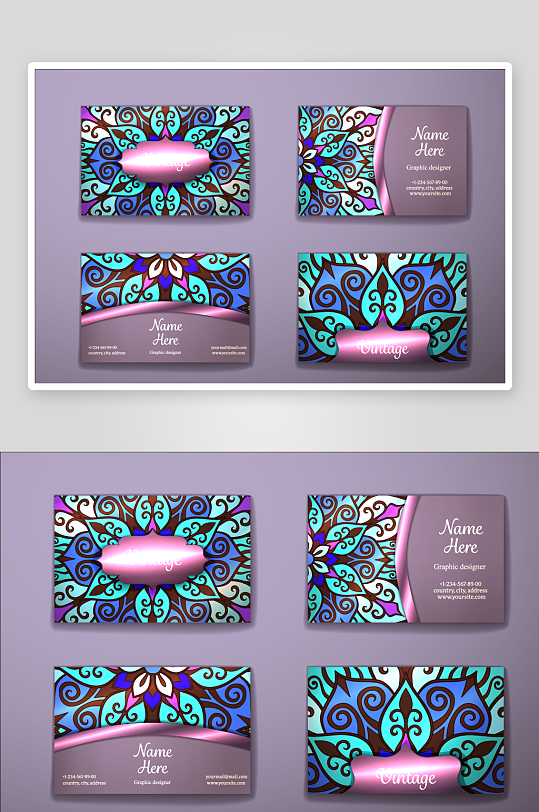 矢量高档艺术名片设计模版-众图网