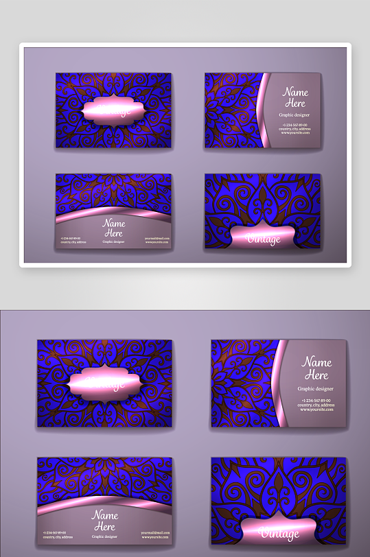 矢量高档艺术名片设计模版-众图网