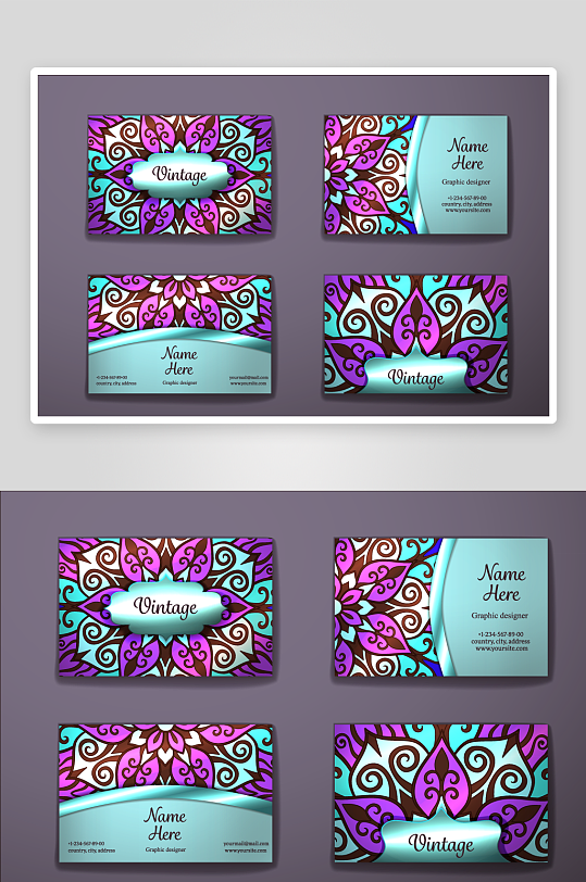 矢量高档艺术名片设计模版-众图网